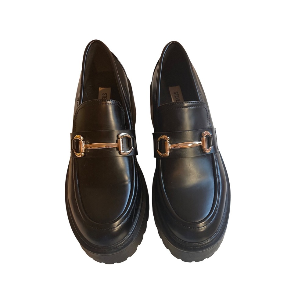 Steve Madden Approach Black Bit Platform Loafers Chunky Lug Sole APPR01S1 10